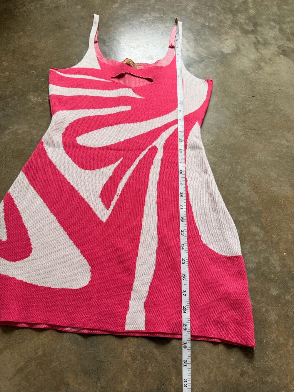 Pink Abstract Swirl Knit Mini Dress Y2K Barbiecore M (S Fit) Retro - Picture 9 of 9